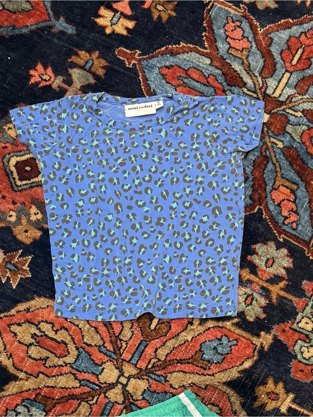 Mini Rodini Blue Leopard Print Tee for Kids Size 80/86